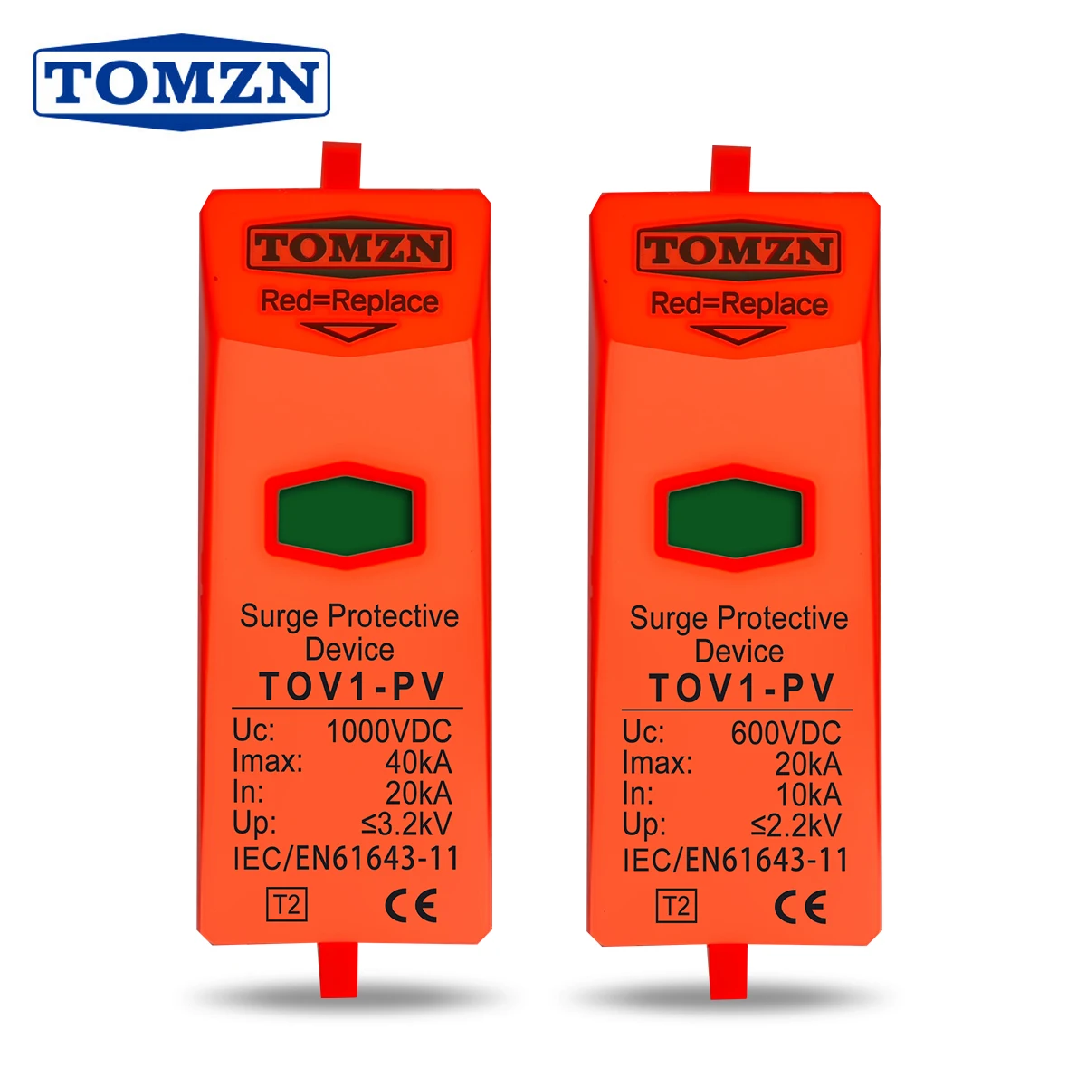 Surge Protective Device DC 500V 600V 800V 1000V 10-20kA 20-40kA Replaceable replacement cartridge inserts for TOMZN DC OBO SPD