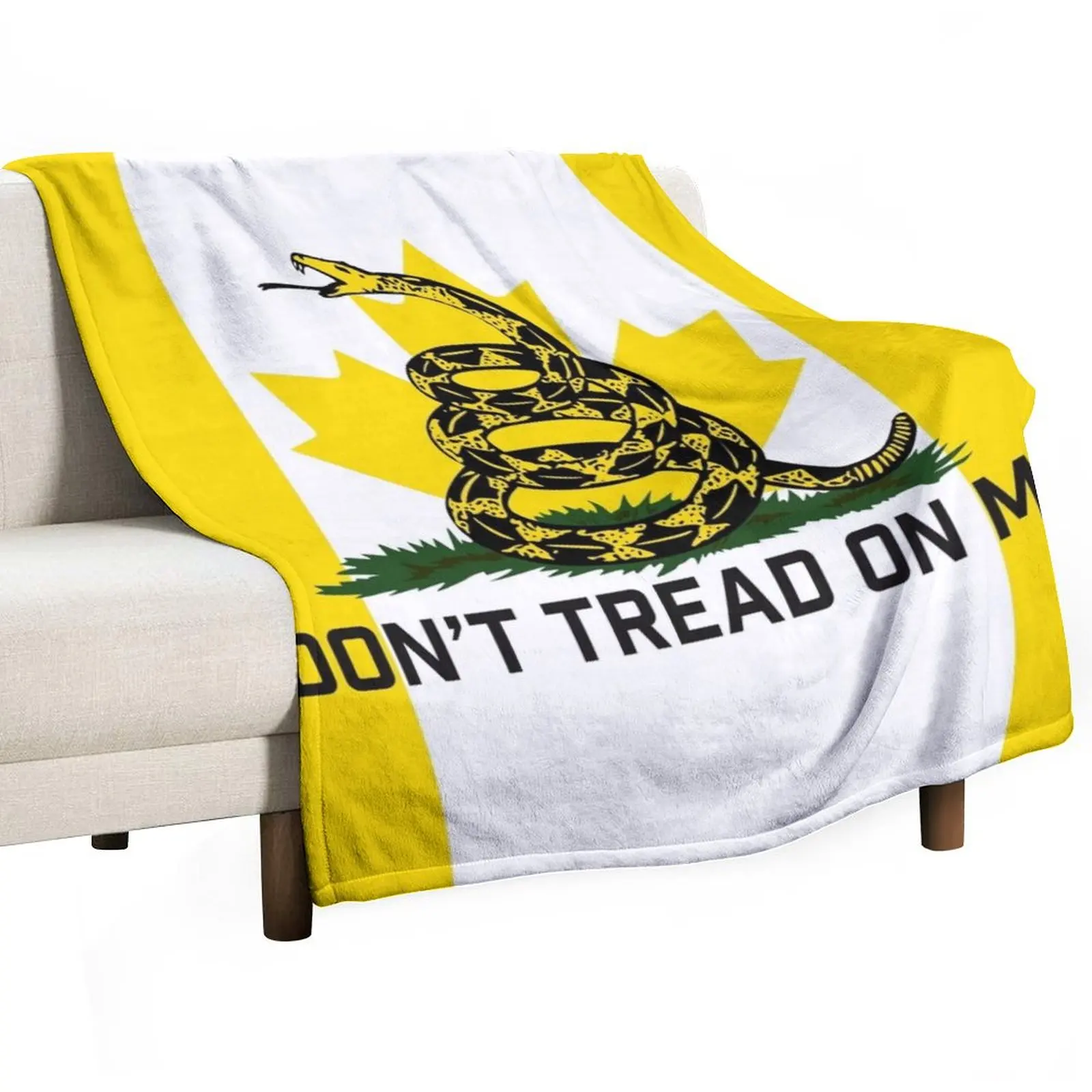 Canada Gadsden flag maple leaf Dont Tread on Me Snake yellow canadian flag parody meme HD High Quality Throw Blanket