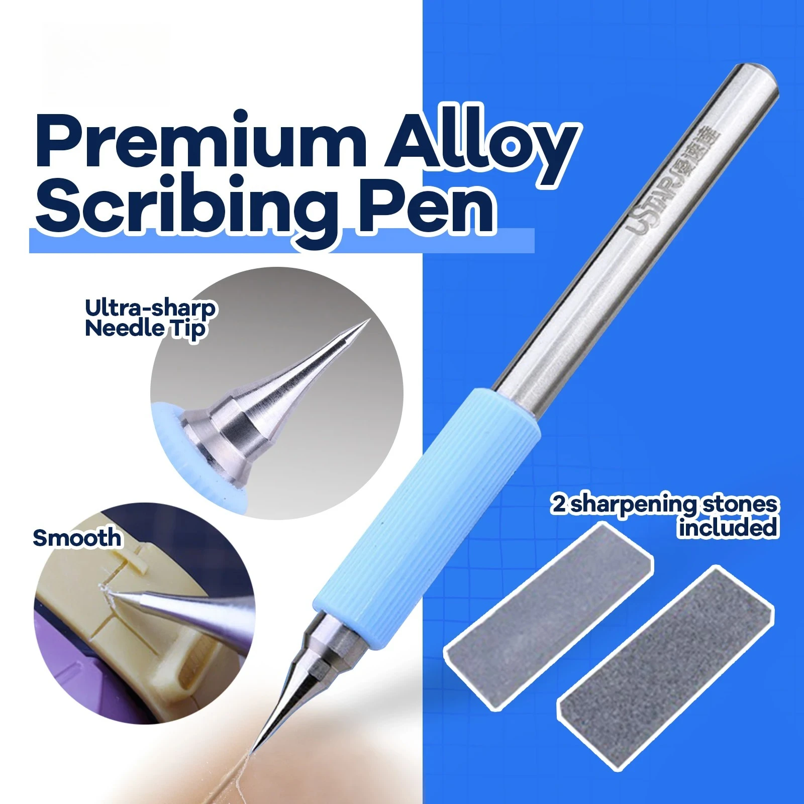 Ustar UA-91800 Alloy Scribing Needle With Grinding Stone Military Model Detail Carving Tool DIY Craft Model Upgrade Accessory