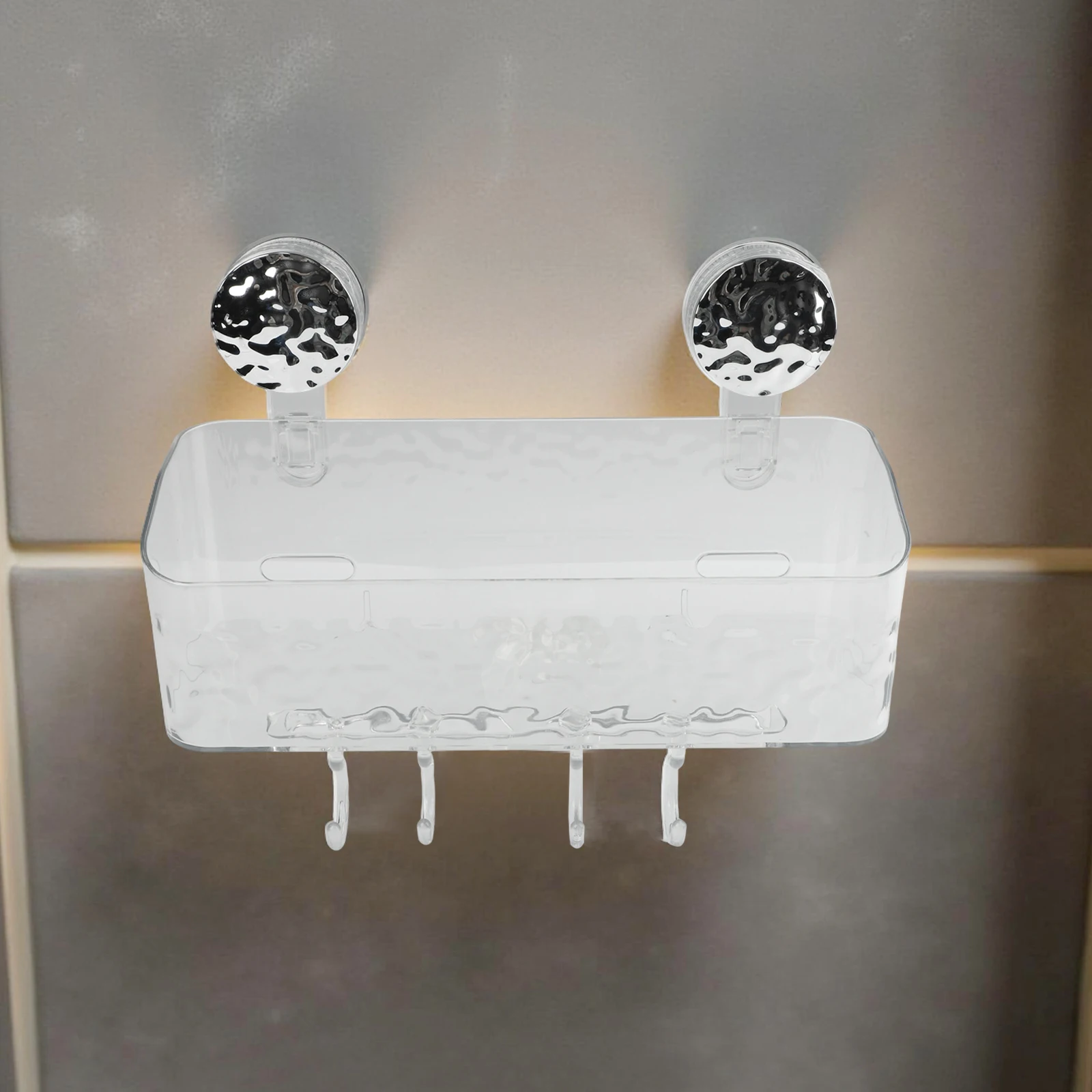 Bathroom Organizer Light Luxury Pattern Large Capacity Basket Long-Lasting Adsorption Quick Installation Suction Cup