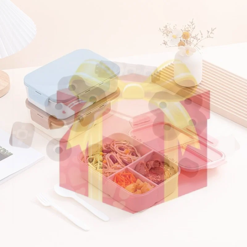【HG】1200ml Flip-Top Lunch Box,Portable, Leakproof & Waterproof Design For Outdoor Use, Travel, College, And Office Workers