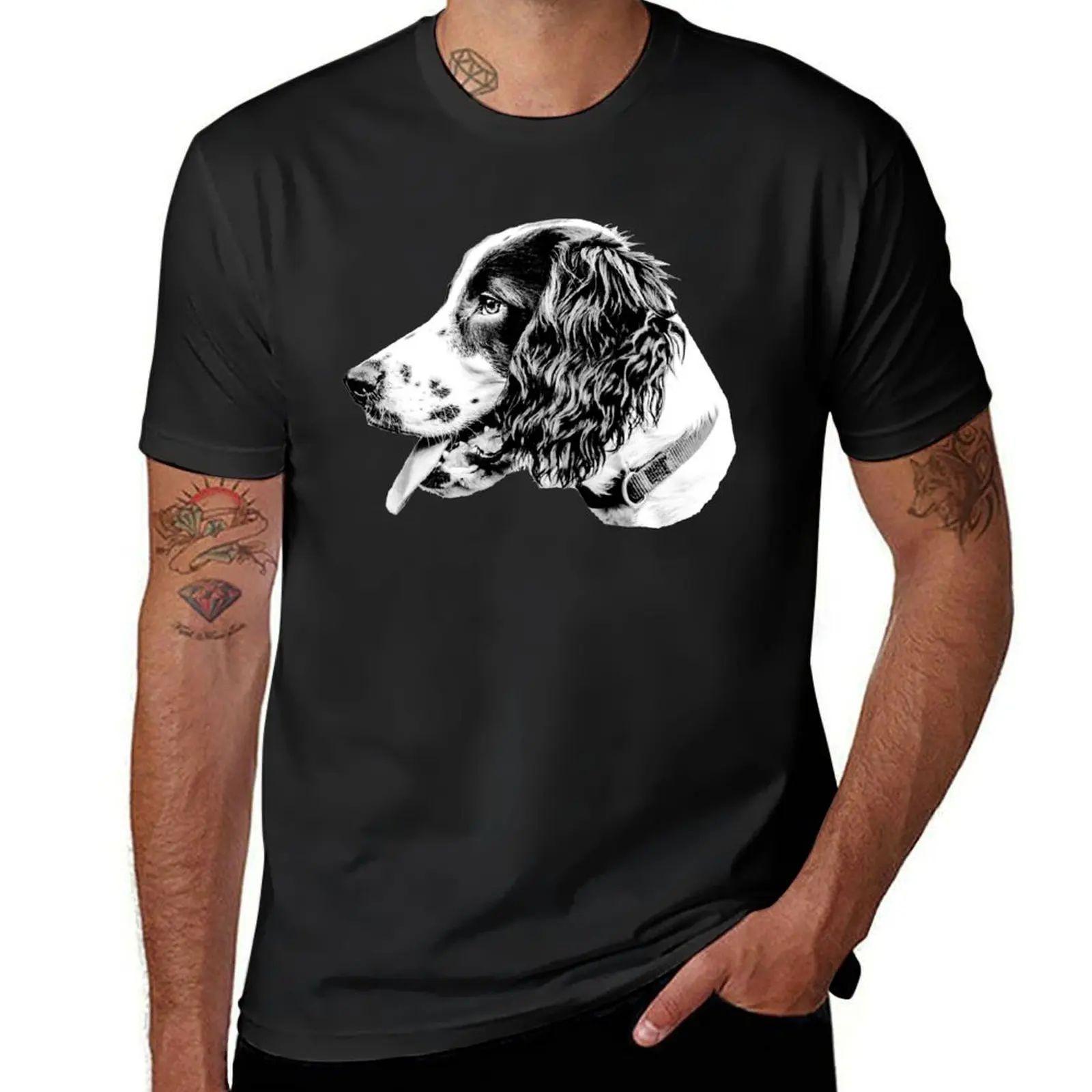 

Black and White Spaniel puppy T-Shirt blanks customs Aesthetic clothing fruit of the loom mens t shirts