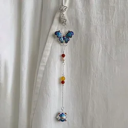 Vintage 925 silver blue butterfly tassels brooches for women Chinese style buckle pendant Original classical Hanfu jewelry
