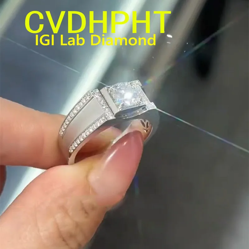 

Мужское кольцо 3 карата D VS1 из чистого белого золота 18 карат IGI Lab Growing Diamond Ring Круглое обручальное кольцо с бриллиантом Обручальная вечеринка