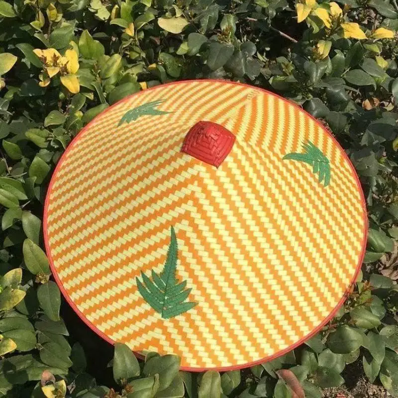 Chinese Retro Bamboo Rattan Fisherman Hat Handmade Weave Straw Bucket Hat Rain Dance Props Cone Sunshade Hat Plastic Bamboo Hat