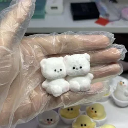 Cute Mini Handmade Silicone Fun White Bear Cute Little Animal Baby Bear Car Key Chain Pendant Bag Birthday Gift Soft Squishy Toy