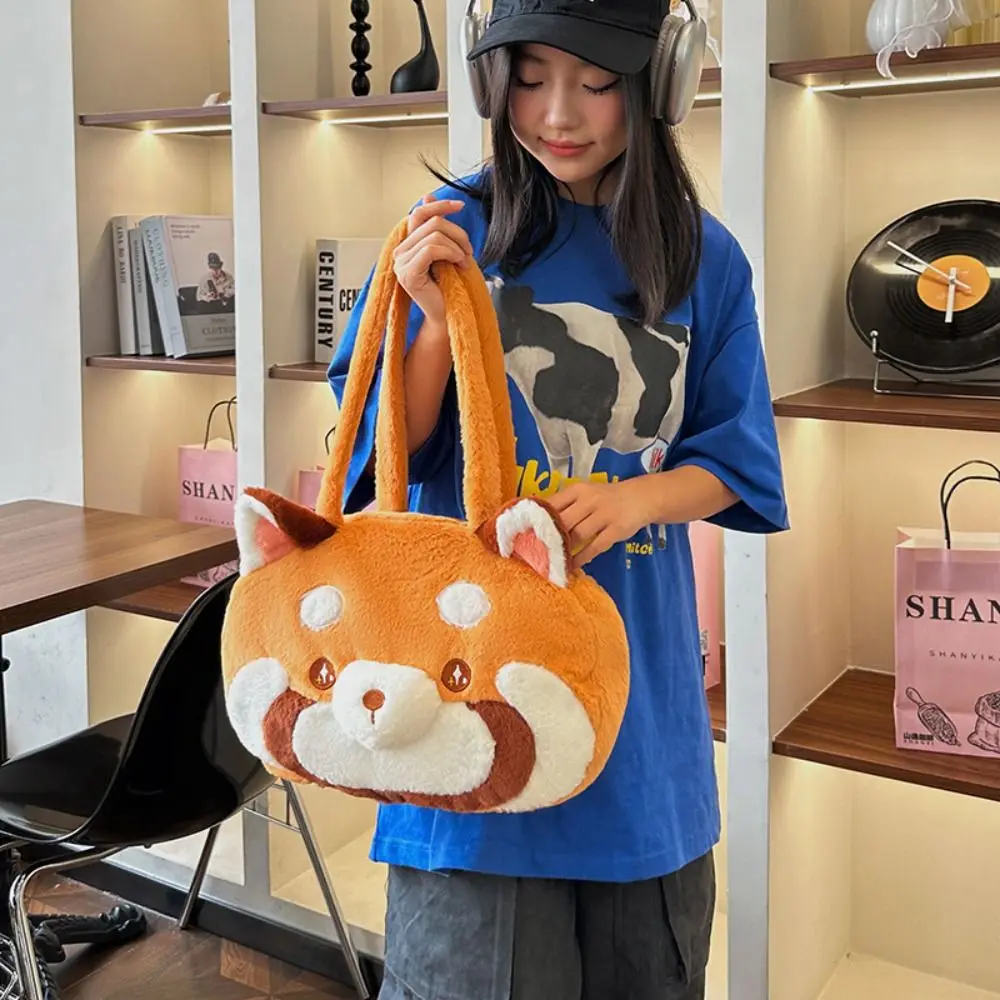 Lovely Large Capacity Red Panda Plush Bag Embroidery Cute Animal