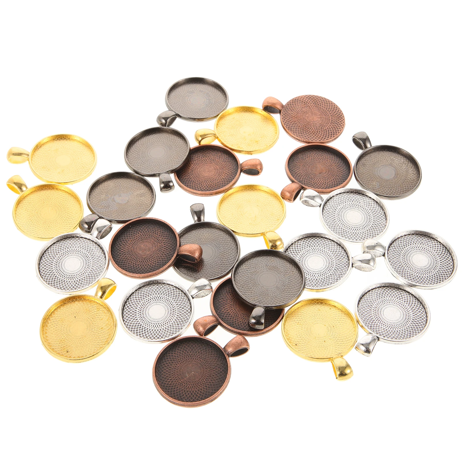 

24pcs Zinc Alloy Pendant Settings Retro Patterns Durable DIY Jewelry Supplies Black Silver Gold Old for Necklace