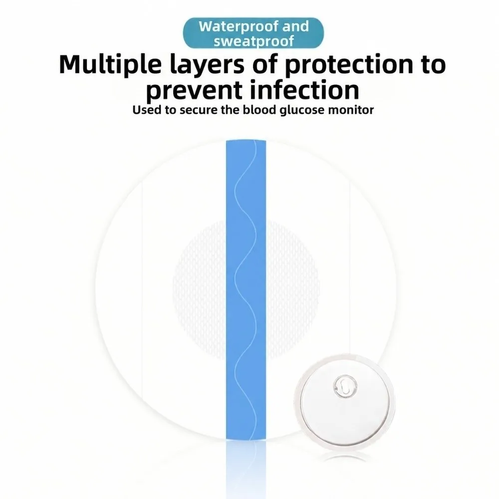 10pcs Breathable Sensor Adhesive Patches Skin-friendly Transparent Sensor Replacement Patches PU Circular