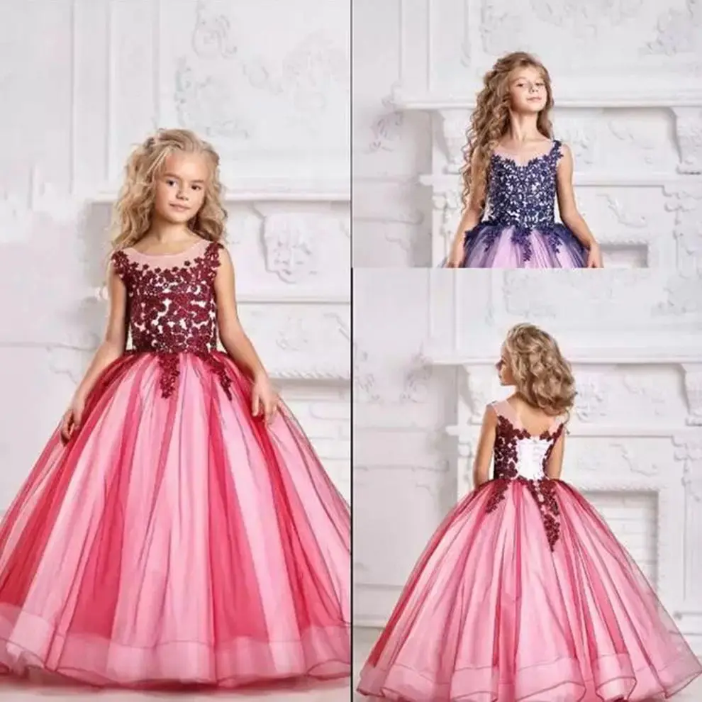 Vestidos de flores para niña, vestidos de fiesta de boda para bebé, vestido de cumpleaños alto-bajo para niño, vestido de primera comunión