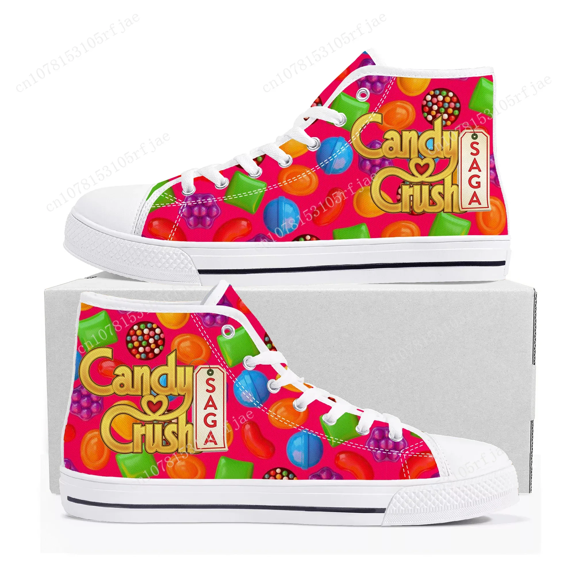 

Candy Crush Saga High Top Sneakers Cartoon Game Men Women Teenager High Quality Canvas Shoes Casual Fashion Tailor Made Sneaker