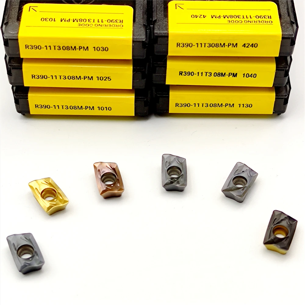 

10PCS R390 11T308 PM1030 Carbide Inserts for Stainless Steel High Precision CNC Lathe Finishing PM 1030 1025 1010 1130 1040 4240
