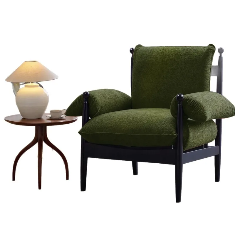French light luxury solid wood single chair living room home guest sofa chair solid wood
