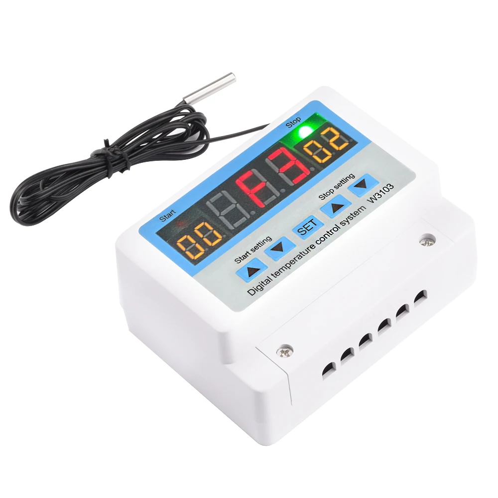 AC 220V DC 12V 24V Digital Thermostat 30A Temperature Controller Temperature Control Switch Wall Hanging Max 6600W W3103