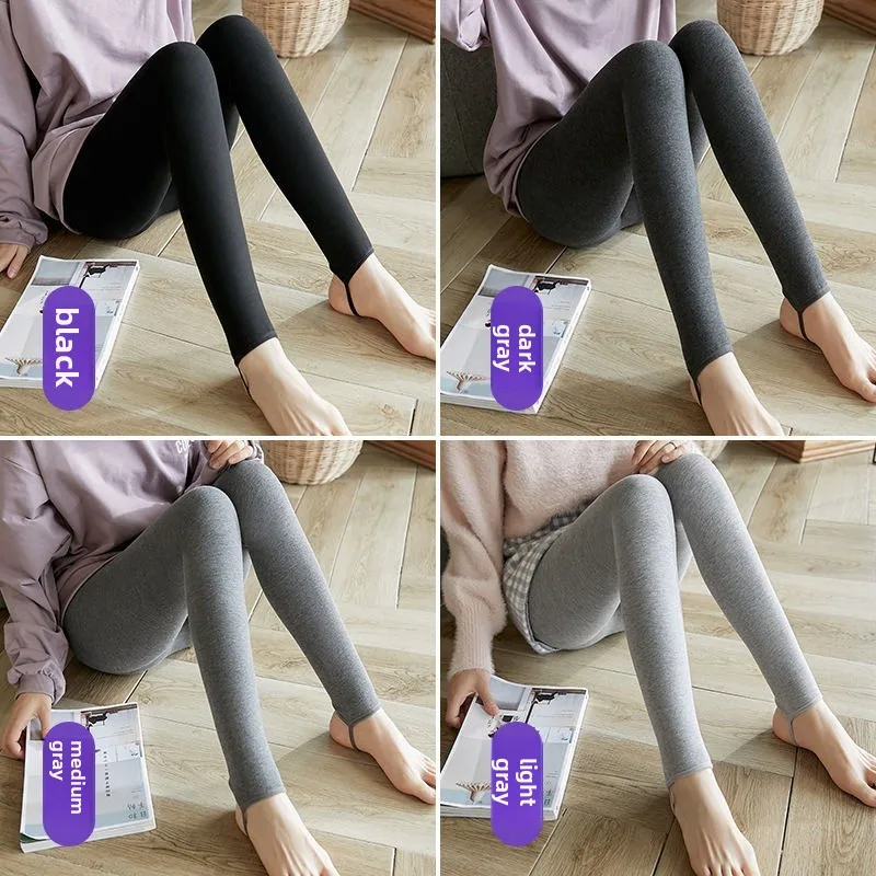 Women Fleece Lined Leggings Winter Warm Solid Color High Waist Tummy Control Slimming Stretch Yoga Pants with Stirrup