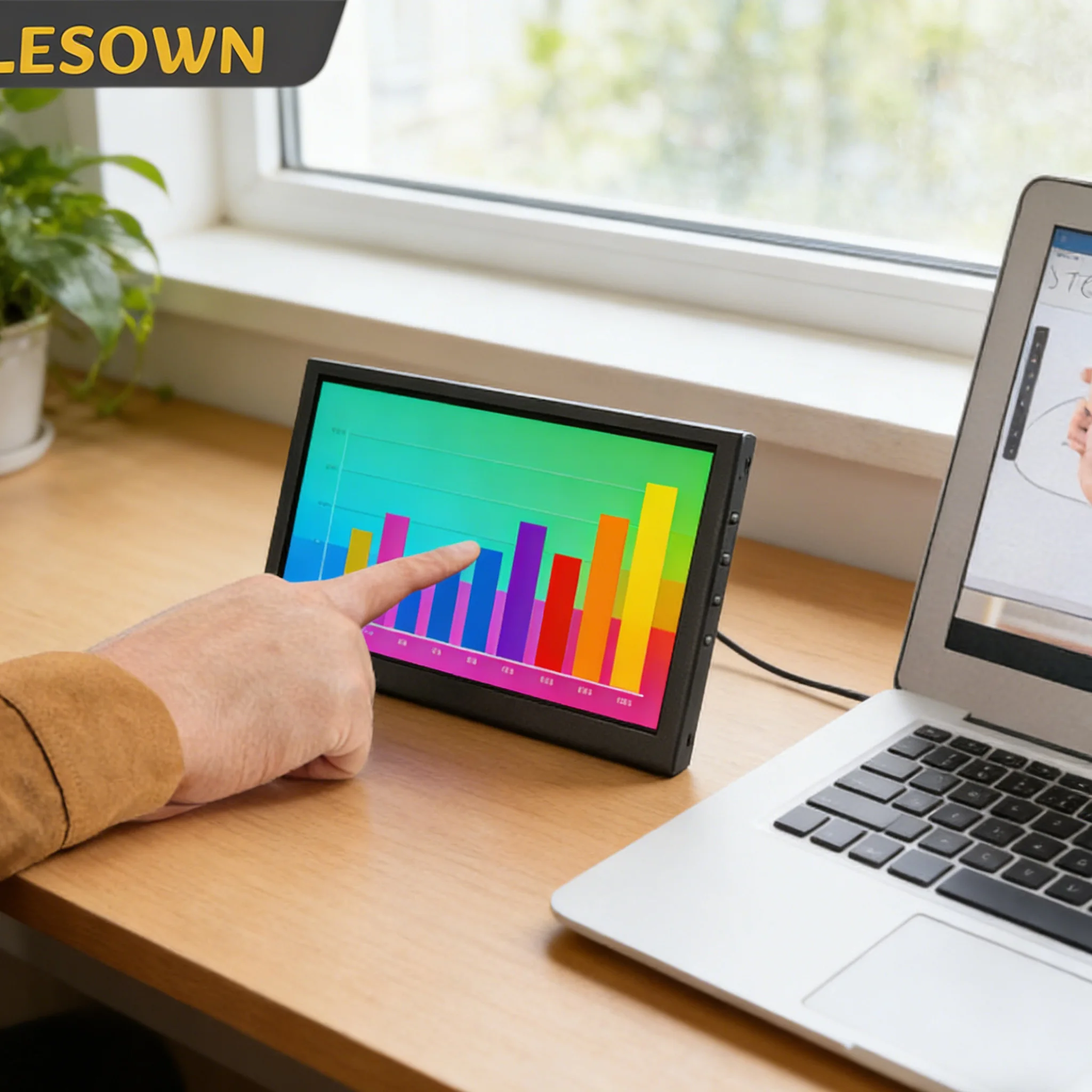 LESOWN 7 Inch Portable External Monitor 1024x600 IPS LCD Ultra Slim Mini Monitor Second Screen Compact Display for PC Laptop