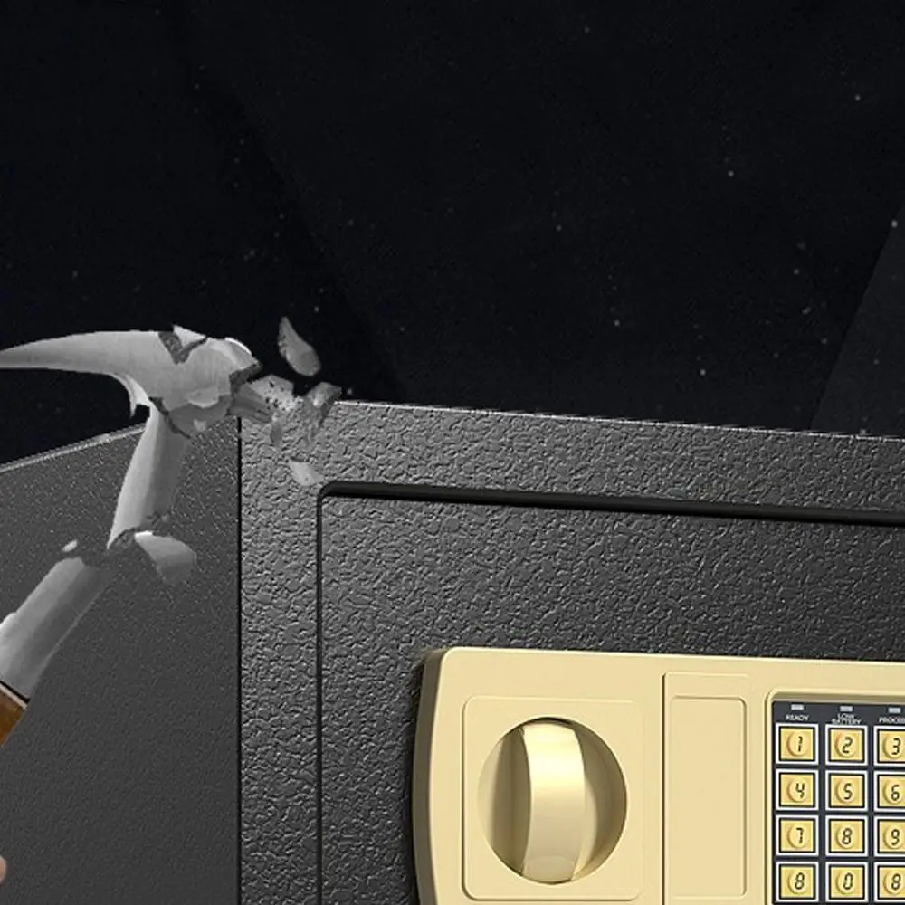 صندوق إيداع آمن معدني، قفل مجمع من الذهب الأسود، صندوق أمان مقاوم للحريق، نظام رقمي صغير مقاوم للسرقة، تخزين المستندات الآمنة #3