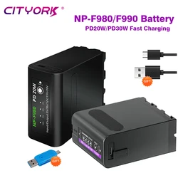 NP-F980 NP-F990 Battery PD20W Fast Charging With LED Power Indicator For Sony NP F550 F750 F960 F970 FCCD-TRV35 TRV940 CCD-RV100