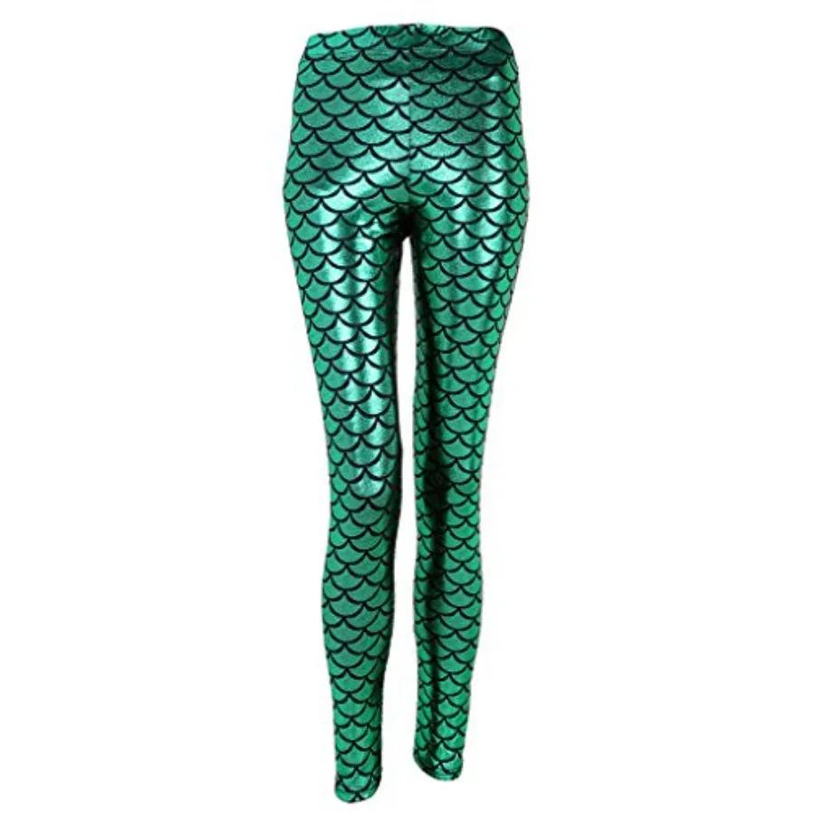 Ayliss Women High Waisted Tight Mermaid Fish Scale Printed Leggings Stretch Tight Stretchy Leggings Pants Custome Party