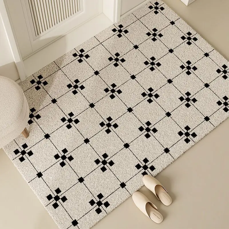 

Современная комбинация маленьких квадратов, дверной коврик с проволочной петлей, водонепроницаемый ковер, противоскользящий, устойчивый к грязи, ковер для ванной комнаты и кухни