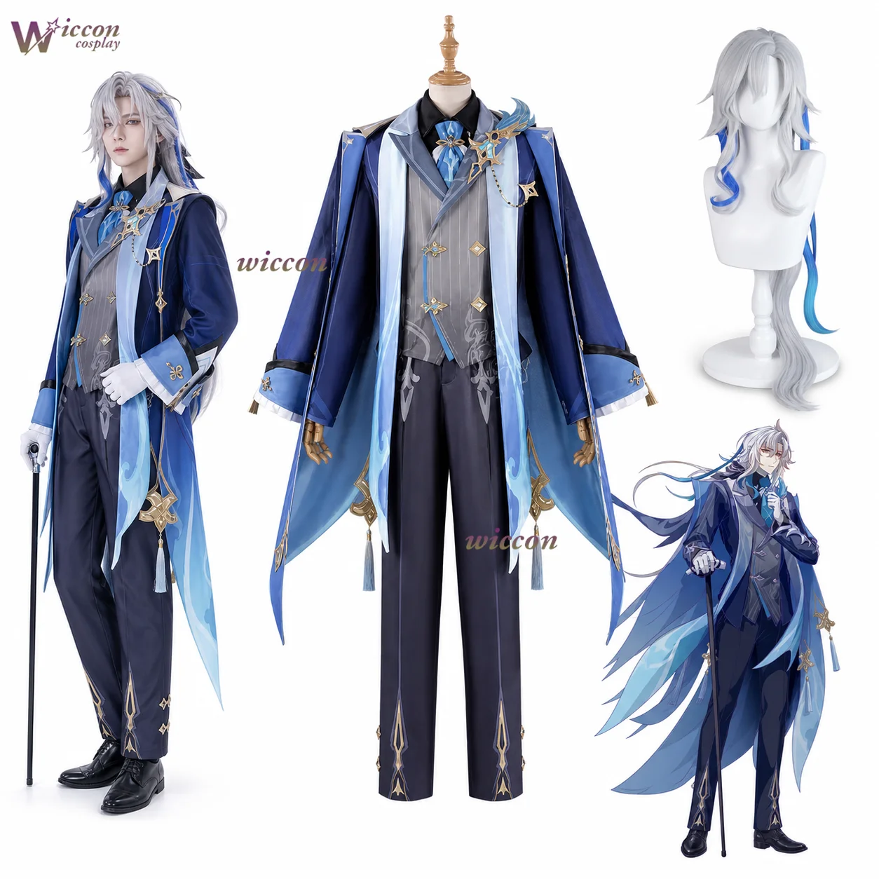 KospLAY Neuvillette Cosplay Costume Game Genshin Impact Men Fontaine Lantern Rite Cosplay Uniforms Outfit Party Role Play