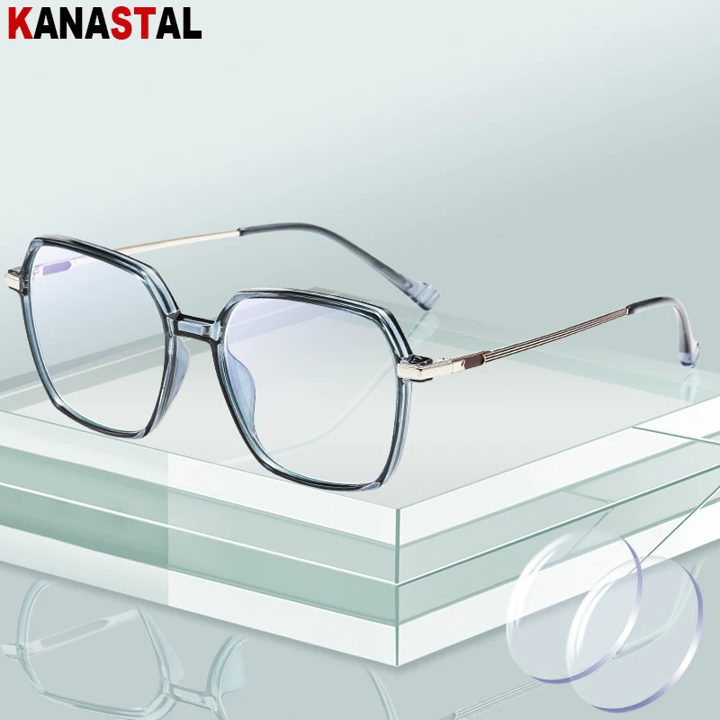 Men Women CR39 Lenses Reading Glasses Prescription Myopia Presbyopic Eyewear Blue Light Blocking Metal Thin Leg Eyeglasses Frame