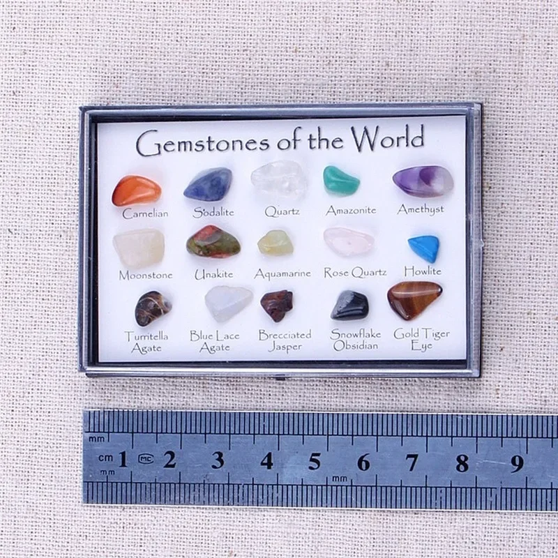 

15 kinds of minerals color original stone natural geological rock textbook stone collection Natural crystal ore specimen