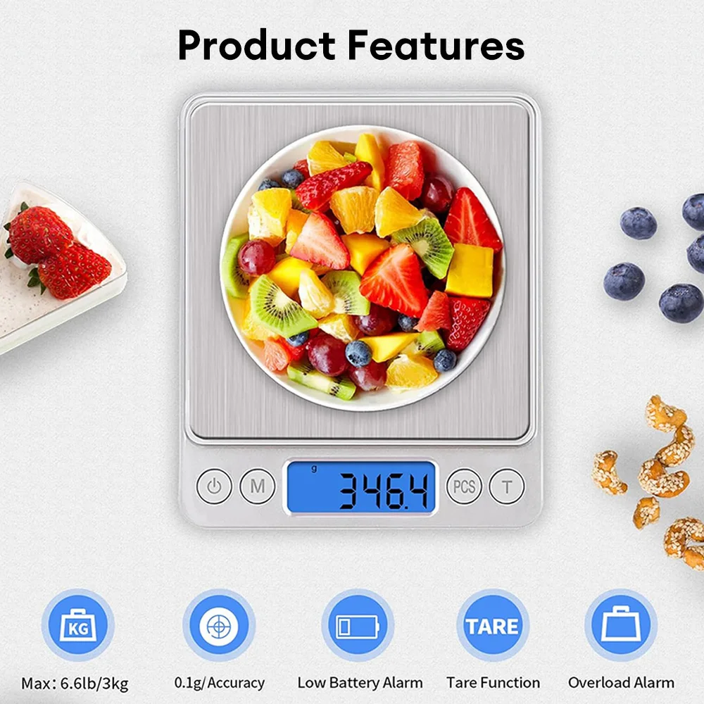 1000g/ 0.1g High Precision Kitchen Electronic Scale Portable Digital Small Jewelry Scale Food Scales Gram Scale With Lcd/ Tare