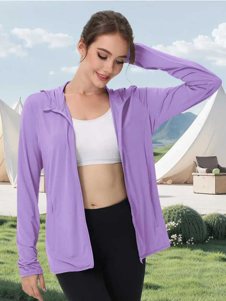 

Women's UPF 50+ Sun Protection Jacket Lightweight Zip Up Jackets Long Sleeve Shirts for Women Hiking Outdoor