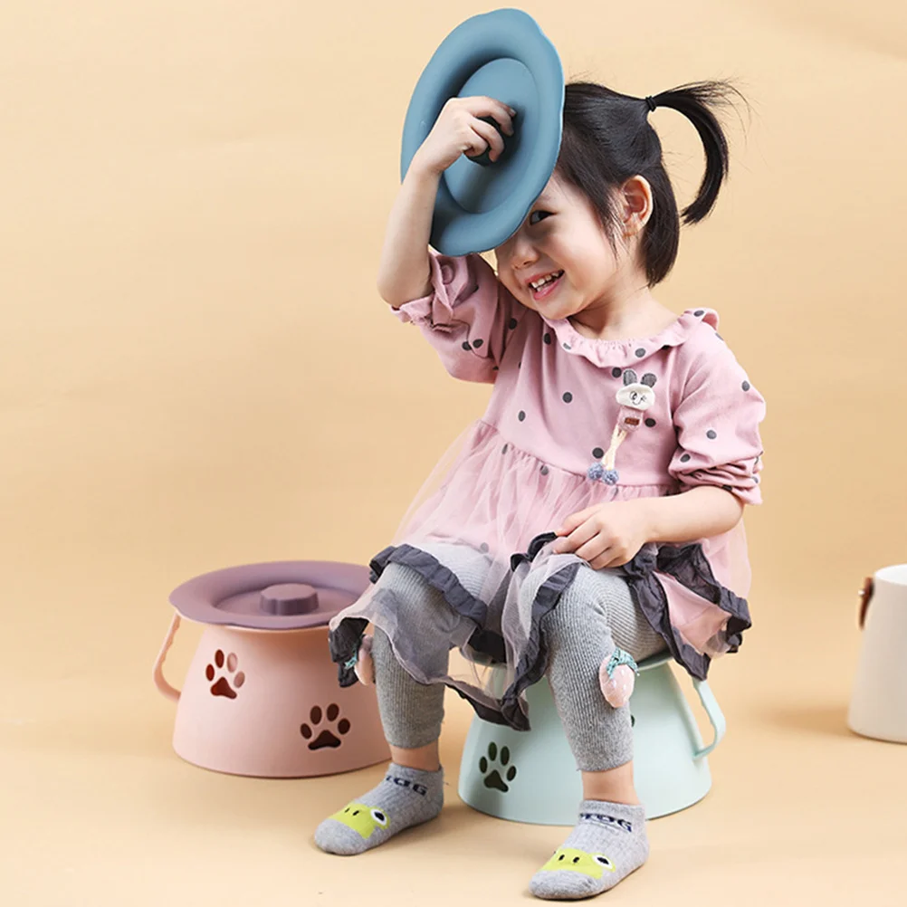 

1pc Portable Chamber Pot Plastic Urinal Bucket With Cover Handle Drop-Resistant For Home Elderly Kids Household Toilet Spittoon