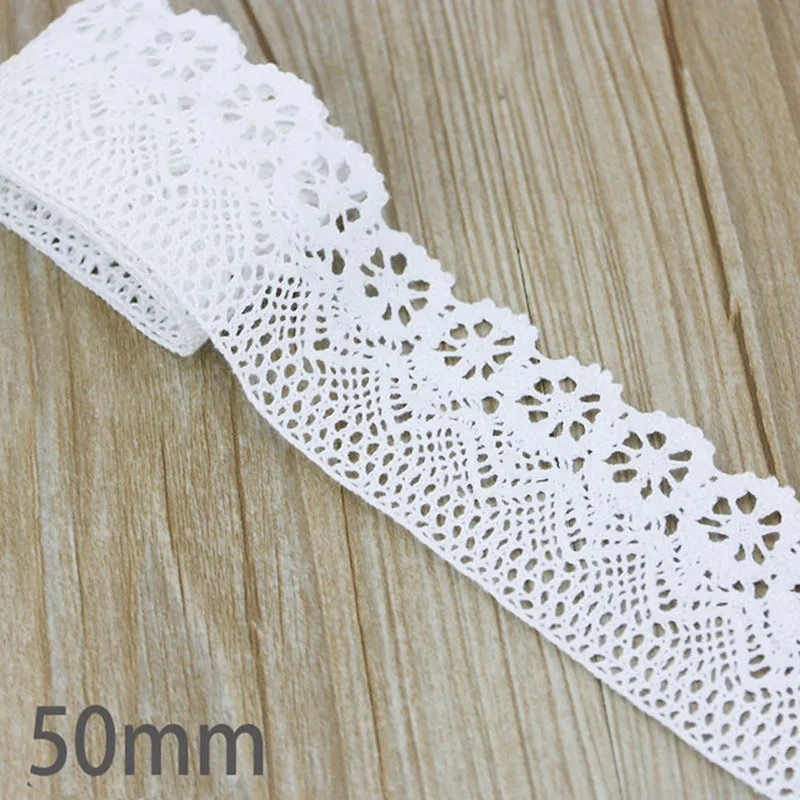 (5Meter/roll) White Beige Cotton Embroidered Lace Net Ribbons Fabric Trim Handmade DIY Sewing Craft Materials Lace