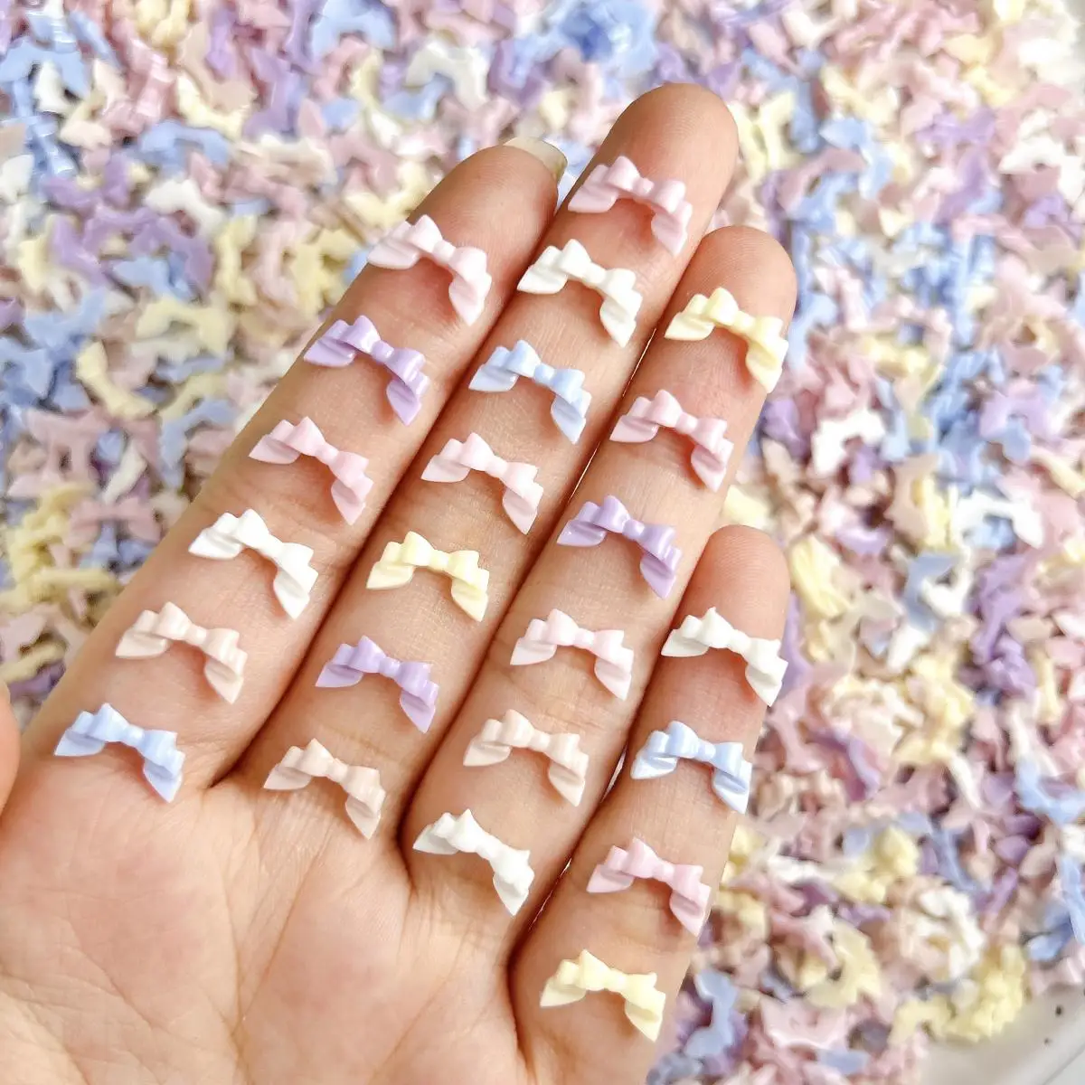 3DレジンマカロンカラーフォールディングボウネイルアートデコレーションスイートソフトリボンボウネイルチャームアクセサリーマニキュアDIY用