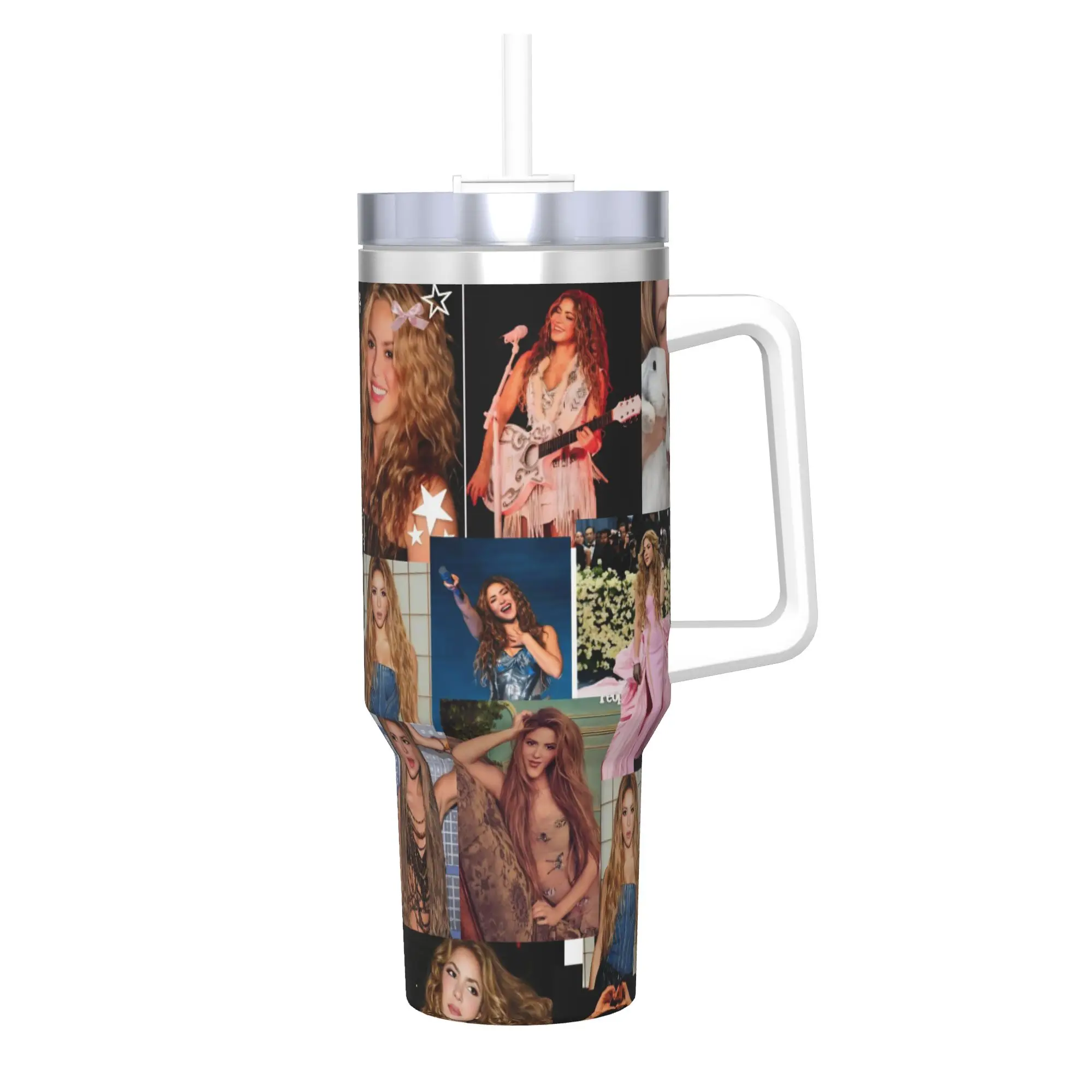 Shakira Singer Tumbler With Straw  Stainless Steel Travel Mugs Double Wall Vacuum Insulated for Cold Or Hot 40oz