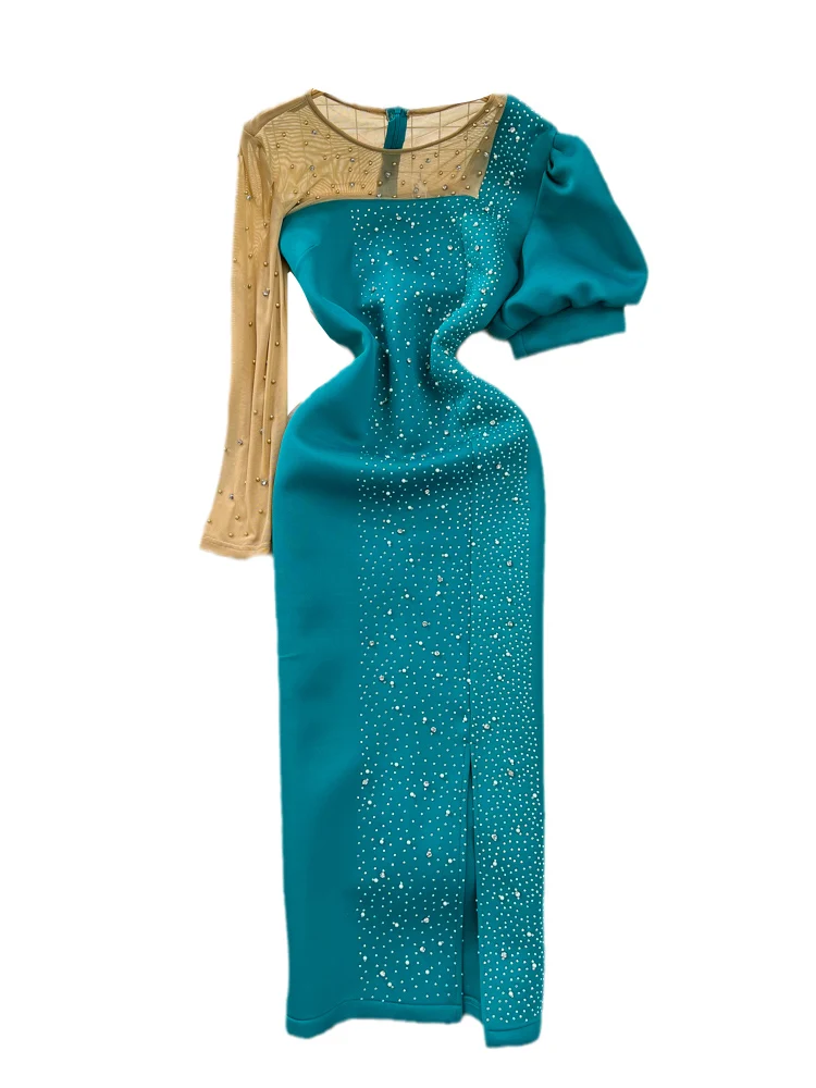 Ele Abendkleid Ball High Socie Lady Personali Me Splice Round Ne Waist in Diamond Split Wrap Body Dr