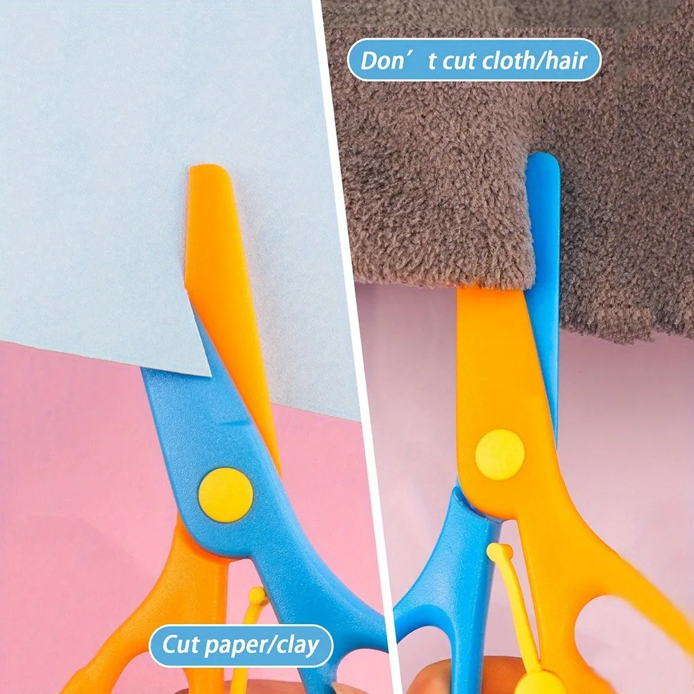 1-4pcs Safety Scissors Set - Plastic Dual-Colour Scissors Designed Arts and Paper Craft Supplies