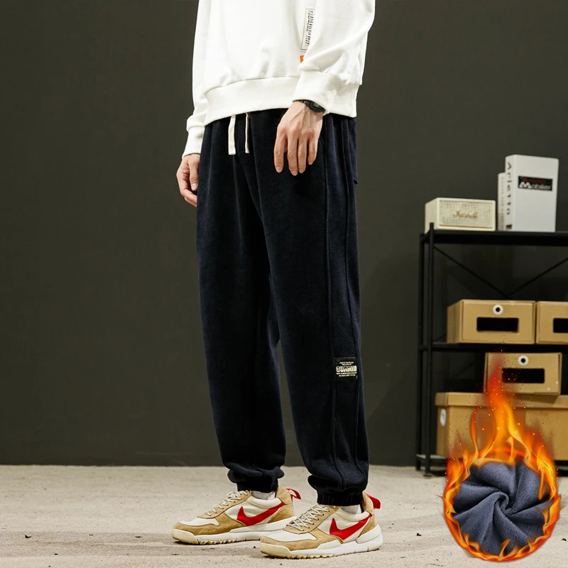 CAAYU 2022 Men Autumn Winter Corduroy Sweatpants Men Baggy Joggers Harajuku Fashion Japanese Streetwear Loose Casual Pants Mens