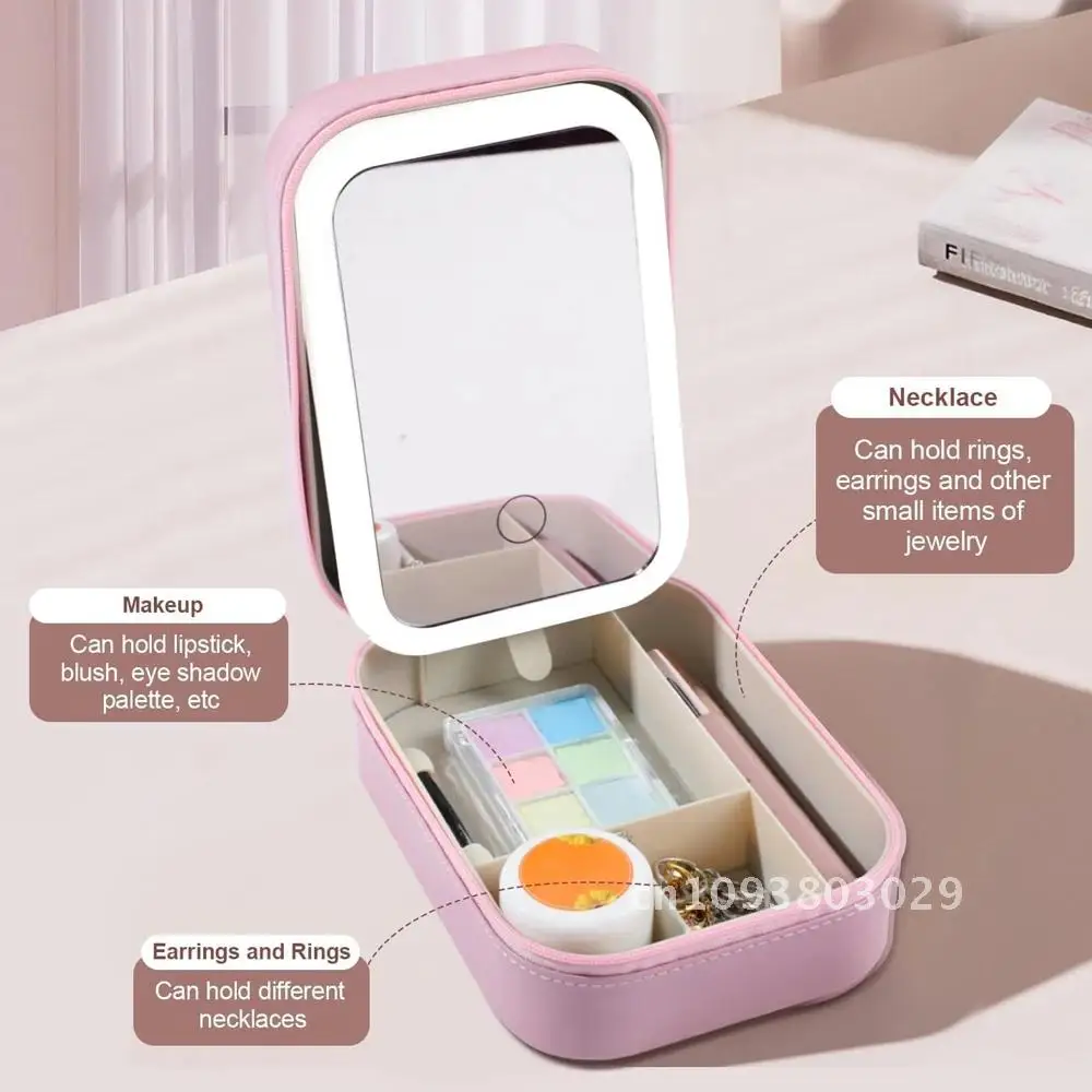 Portabl LED Specchio per trucco regolabile a tre colori Borsa per cosmetici Specchio intelligente illuminato da viaggio per organizzatore regalo Trucco Ragazza Donna