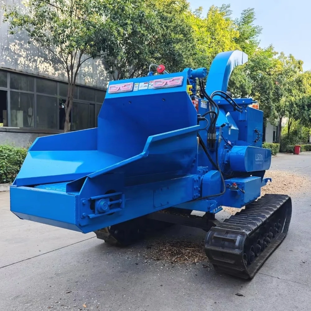 Self-propelled Tracked Wood Chipper, Safe Trading, Fully Automatic Tree and Branch Wood Crusher