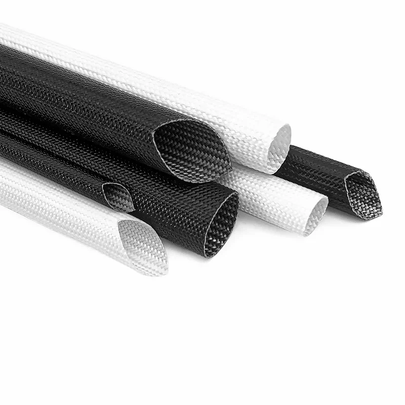 2/5M ID1mm ~ 30 mm Braided Fiberglass Sleeve 200 Deg.C High Temperature Chemical Glass Fiber Tube Fiberglass Sleeving Sheath