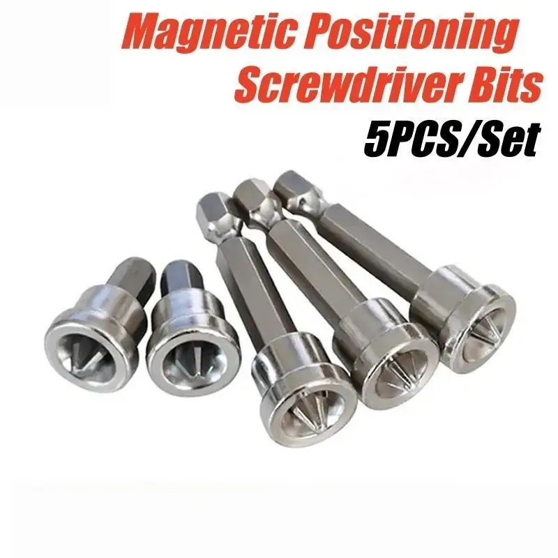 5pc Gypsum Board Special Screw Positioning Screwdriver Head Hexagonal Handle Woodworking Driver Tool Set