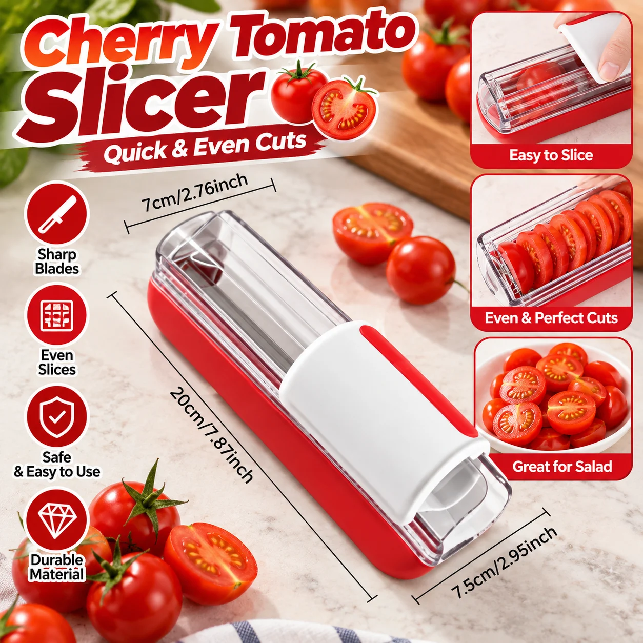 1pc Cherry Tomato Half Slicer Mini Fruit Cutter Home Kitchen Tool for Salad Making