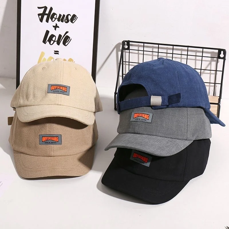 Bawełniana czapka z daszkiem z krótkim rondem Mężczyźni Kobiety Dorywczo Vintage Dad Hat Regulowany styl Trucker Niskoprofilowe czapki Nylonowa