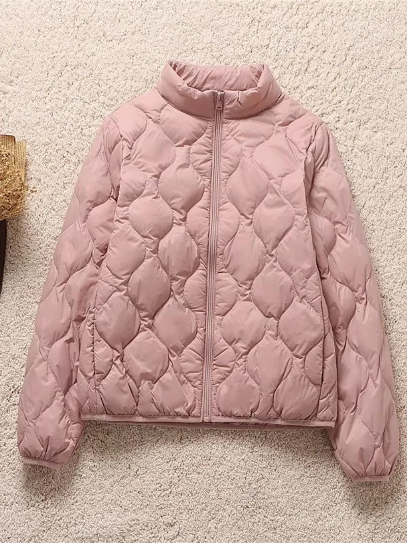 2026 Spring Autumn Lightweight Cotton Jacket For Women, Short Style Standing Collar Versatile Zipper Coat w1631