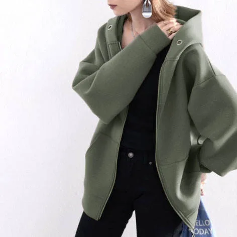 New Autumn. And Winter Cardigan. With Zipper, Korean-style Loose-fitting Slimming Fashionable, And Trend Short-sleeved Top For