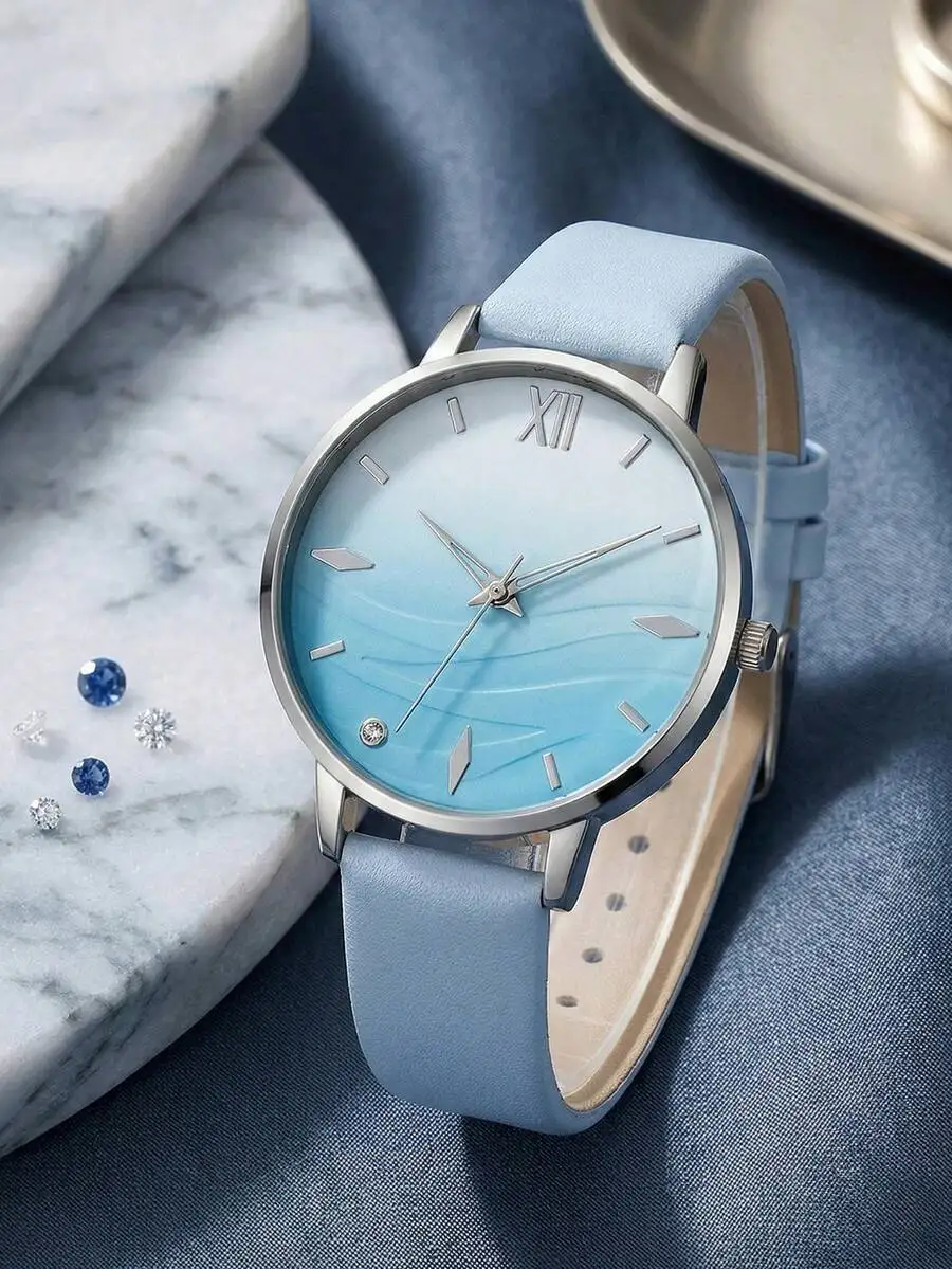 

Elegant Womens Quartz Watch With PU Leather Strap And Crystal Dial For Daily Wear