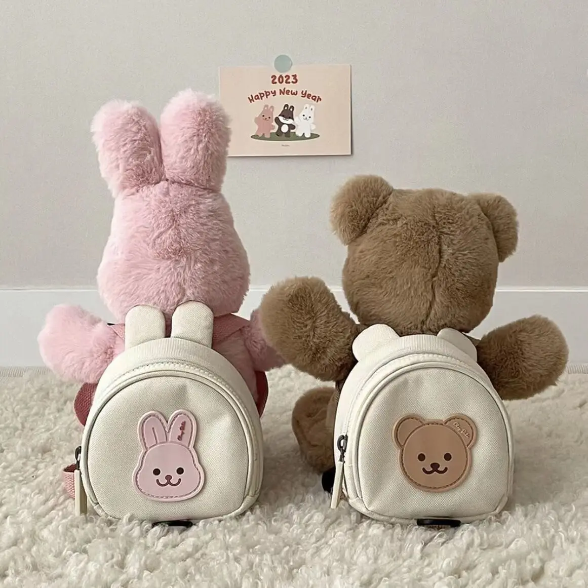 Pet Backpack Small Dog Cat Dog Backpack Chest and Back Traction Rope Backpacks Cute Rabbit and Teddy Bear Bag Dog Accessories