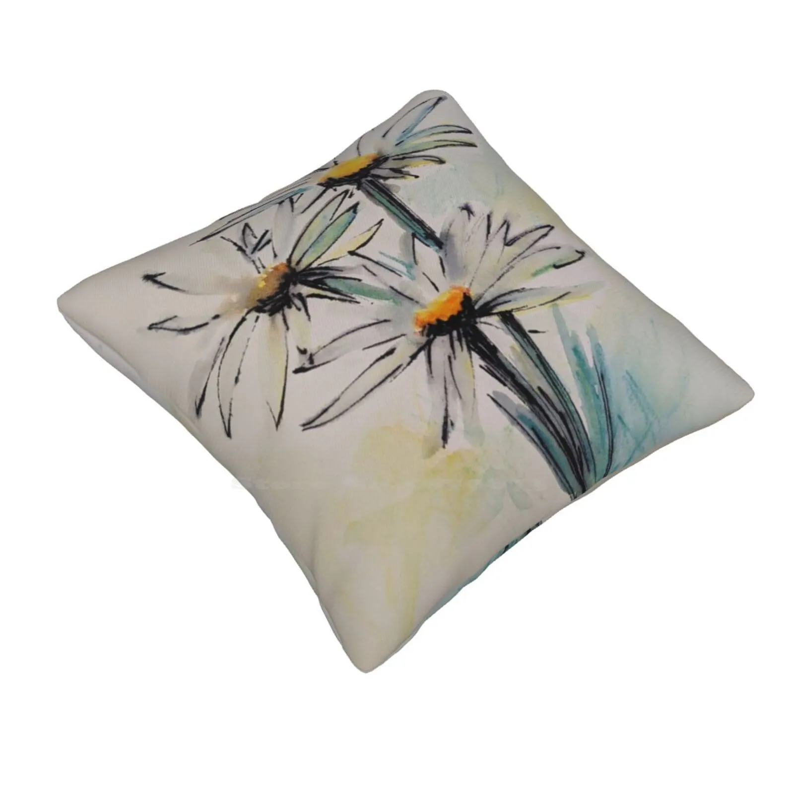 Watercolour Daisies Home Sofa Car Cushion Cover Pillowcase Daisy Daisies Flower Floral Spring Bloom Annie Foreman Watercolour