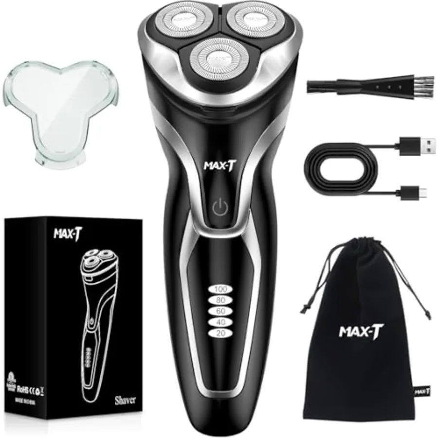 

Electric Razor for Men 4D Rotary Shaver Razor for Men Rechargeable Wet and Dry Shaver with Pop-Up Trimmer IPX7 Waterproof Type-
