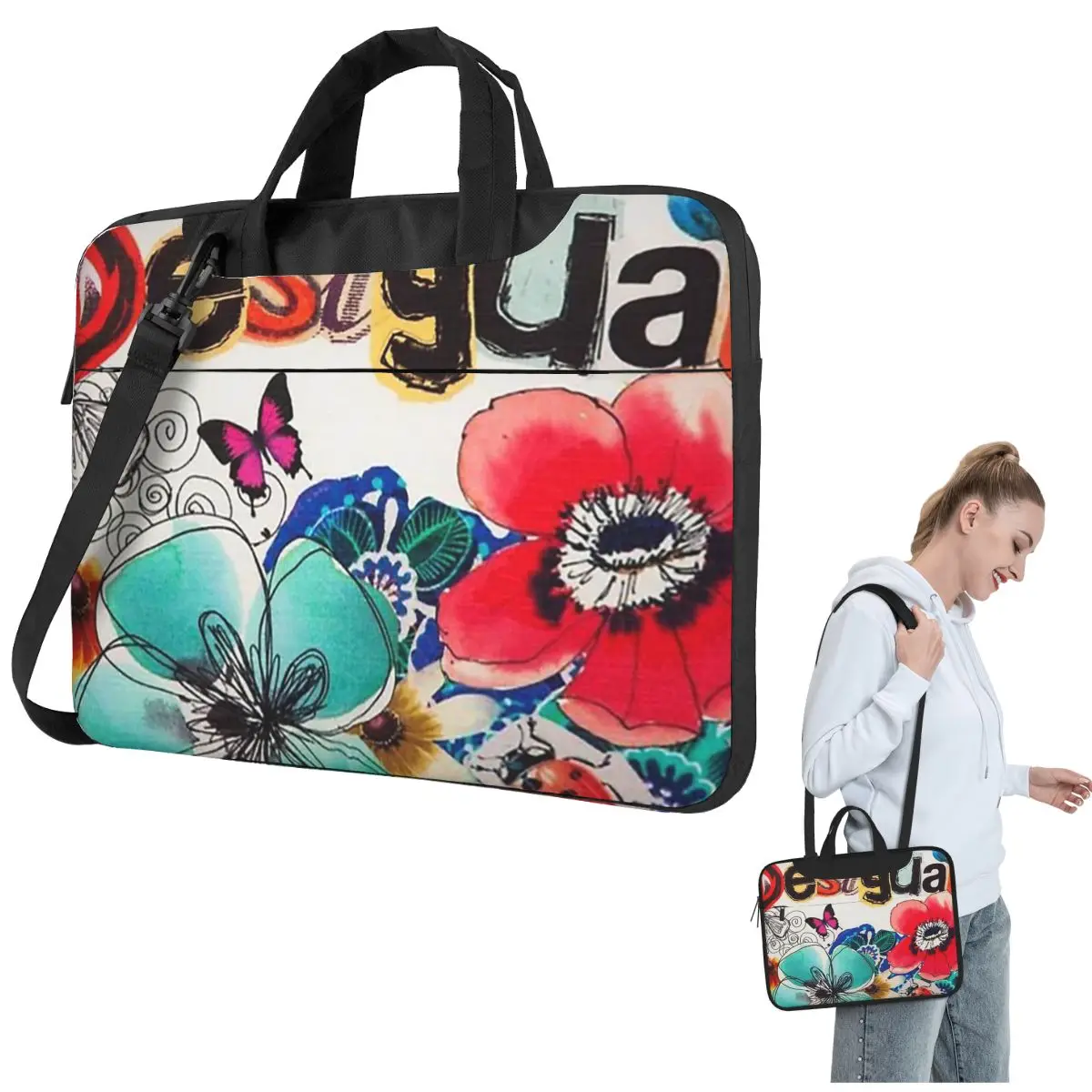 Desigual Custom Crossbody Laptop Bag Case Computer Bag 13 14 15.6 Inch Notebook Pouch for Macbook Pro