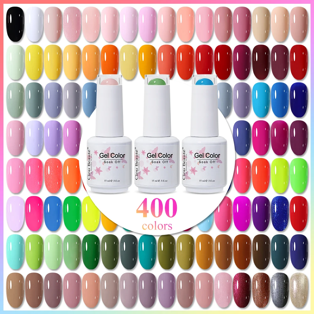 Clou Beaute 15ml Classic Color Gel Nail Polish Nude Pink Red Green Collection Nail Gel Polish Glitter Soak Off UV LED Gel